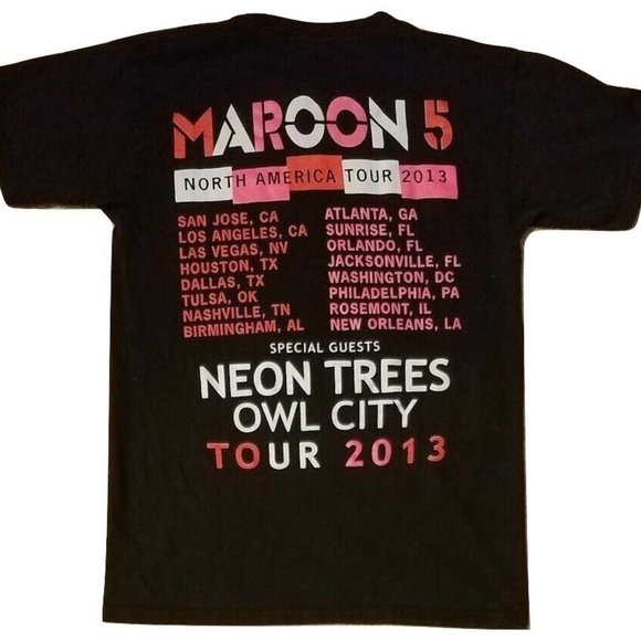 Maroon 5 T-Shirt Concert Tour 2013 Black Tee Pop Adam Levine Size Small - Picture 2 of 4